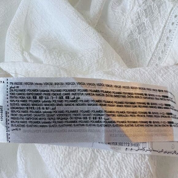 MNG MANGO Blouse Top White Ruffle Lace Size L - Picture 10 of 10
